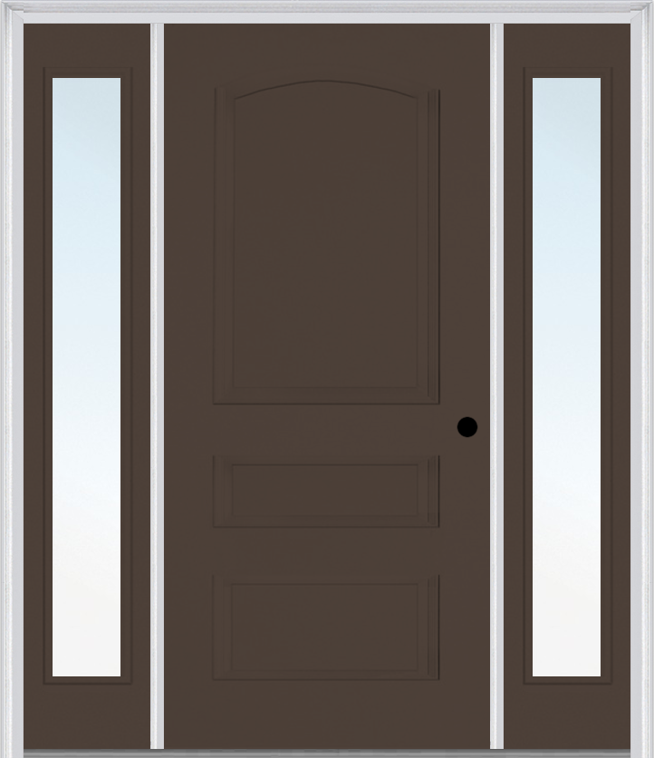 MMI 3 PANEL 3'0" X 6'8" FIBERGLASS SMOOTH EXTERIOR PREHUNG DOOR WITH 2 FULL LITE CLEAR OR PRIVACY/TEXTURED GLASS SIDELIGHTS 31